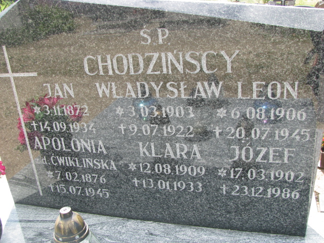 Apolonia Chodzińska 1876 Wysin - Grobonet - Wyszukiwarka osób pochowanych